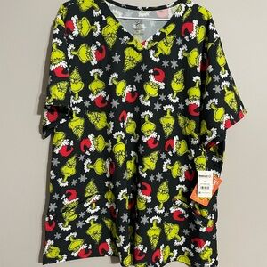 Grinch Themed Scrub Top 3XL
